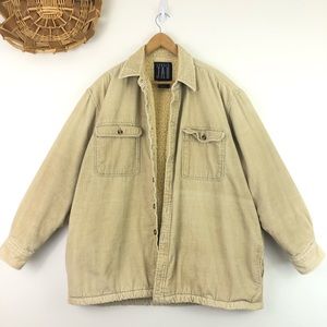 Vintage Beige Corduroy Sherpa-Lined Jacket